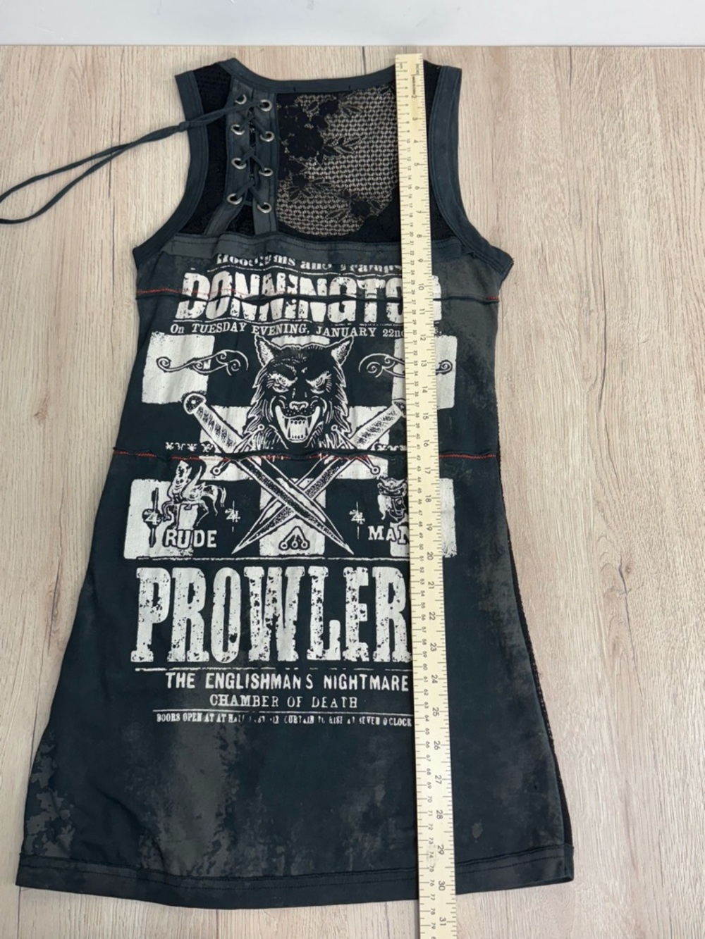 SALVAGE Sleeveless Black/Gray/White Graphic Lace up Tank Top Tunic Dress Sz S - Picture 12 of 14